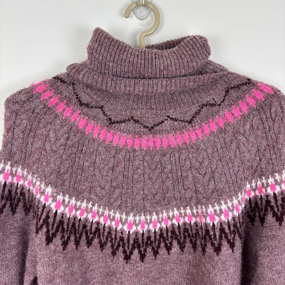 A New Day Fair Isle Turtleneck Sweater Small Oversized purple pink - Picture 2 of 7